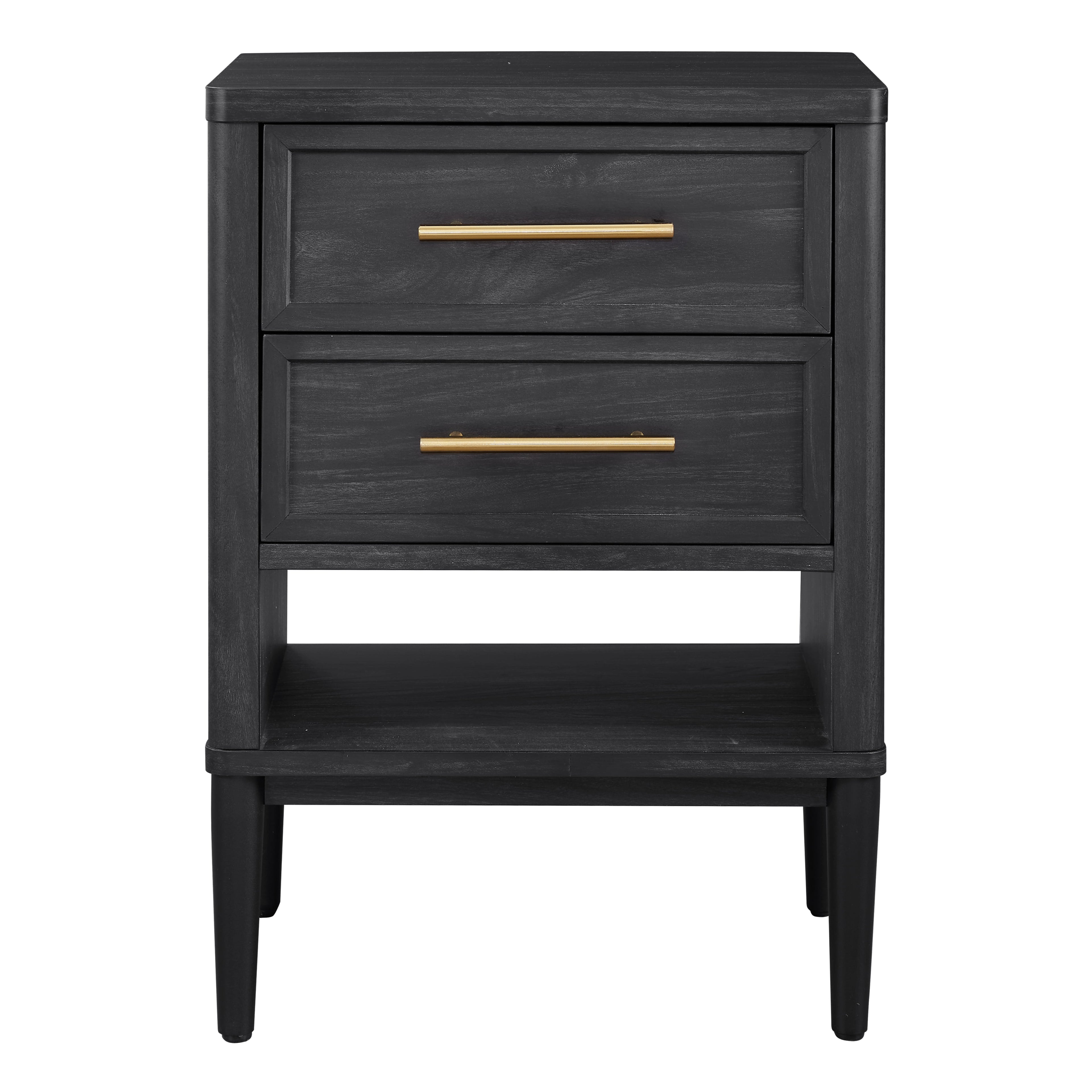 (2 pack)  Oaklee 2-Drawer Nightstand, Charcoal Finish