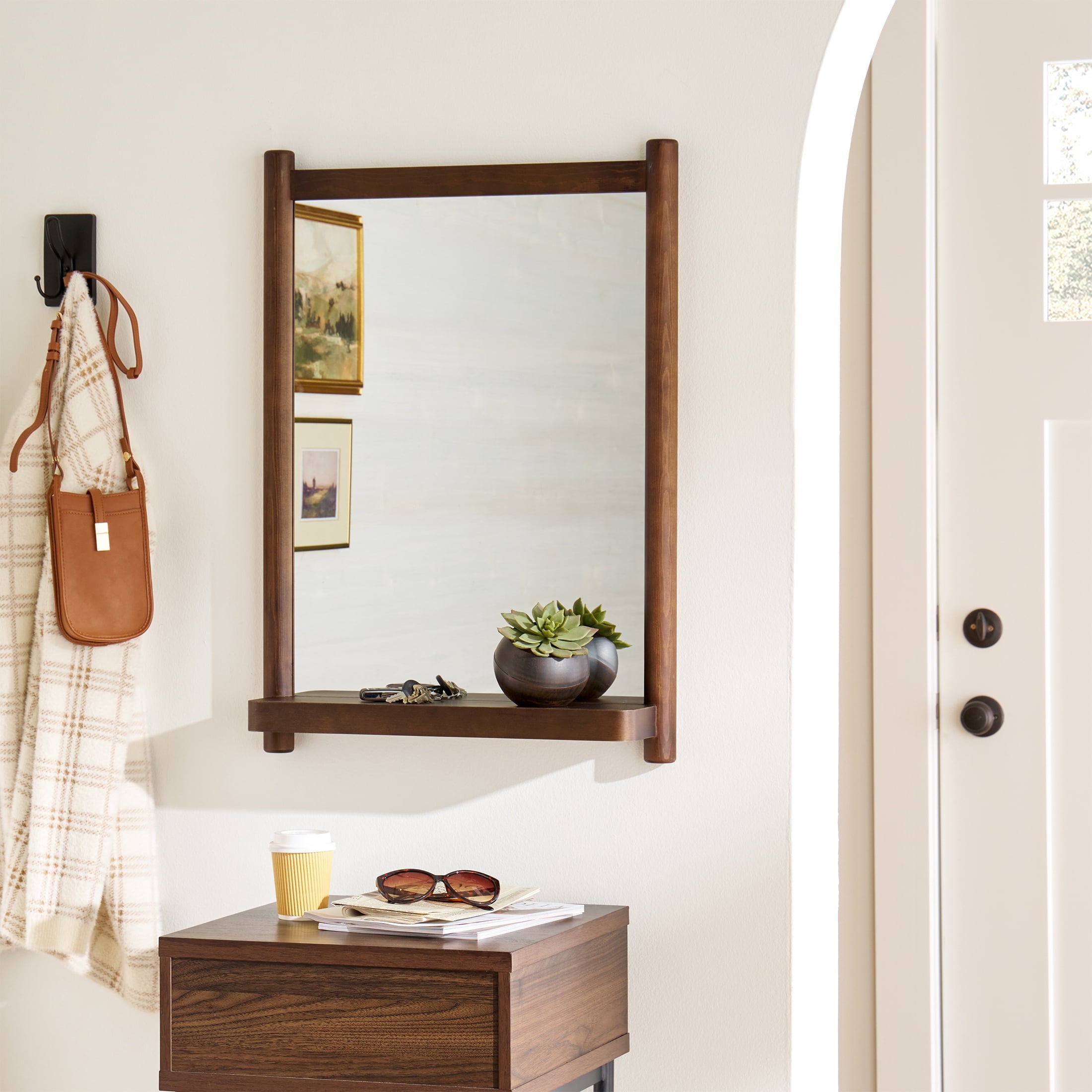  Craftsman Solid Wood Wall Mirror, 21.5 x 30 Inch, Walnut Finish