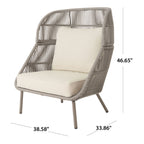  Tarren Beige Wicker Outdoor High-Back Accent Chair with Cushions