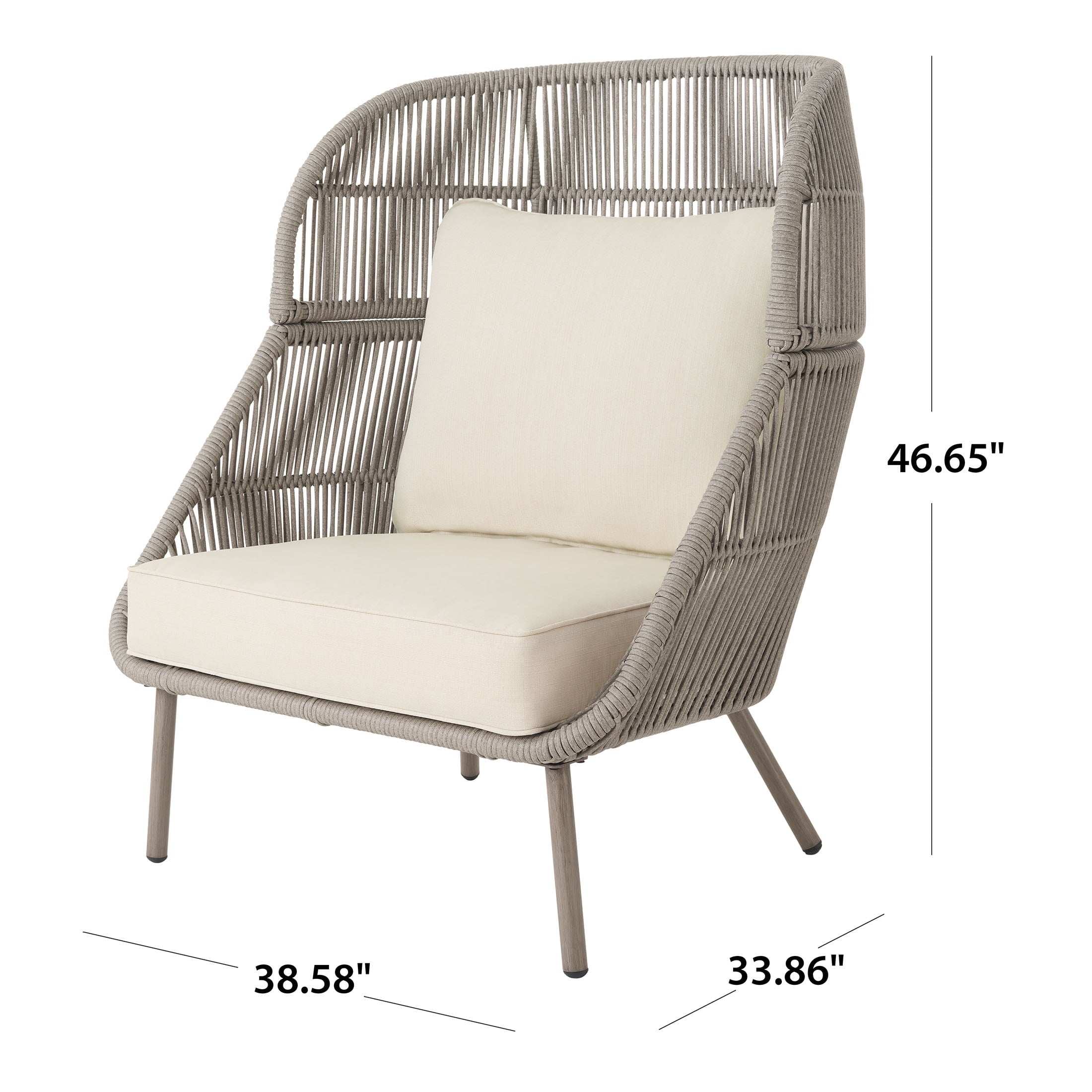  Tarren Beige Wicker Outdoor High-Back Accent Chair with Cushions