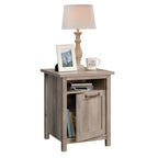  Modern Farmhouse Side Table with USB, Rustic Gray Finish