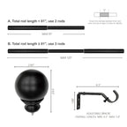  1� Brass Finish Metal Ball Adjustable Curtain Rod 42-120�