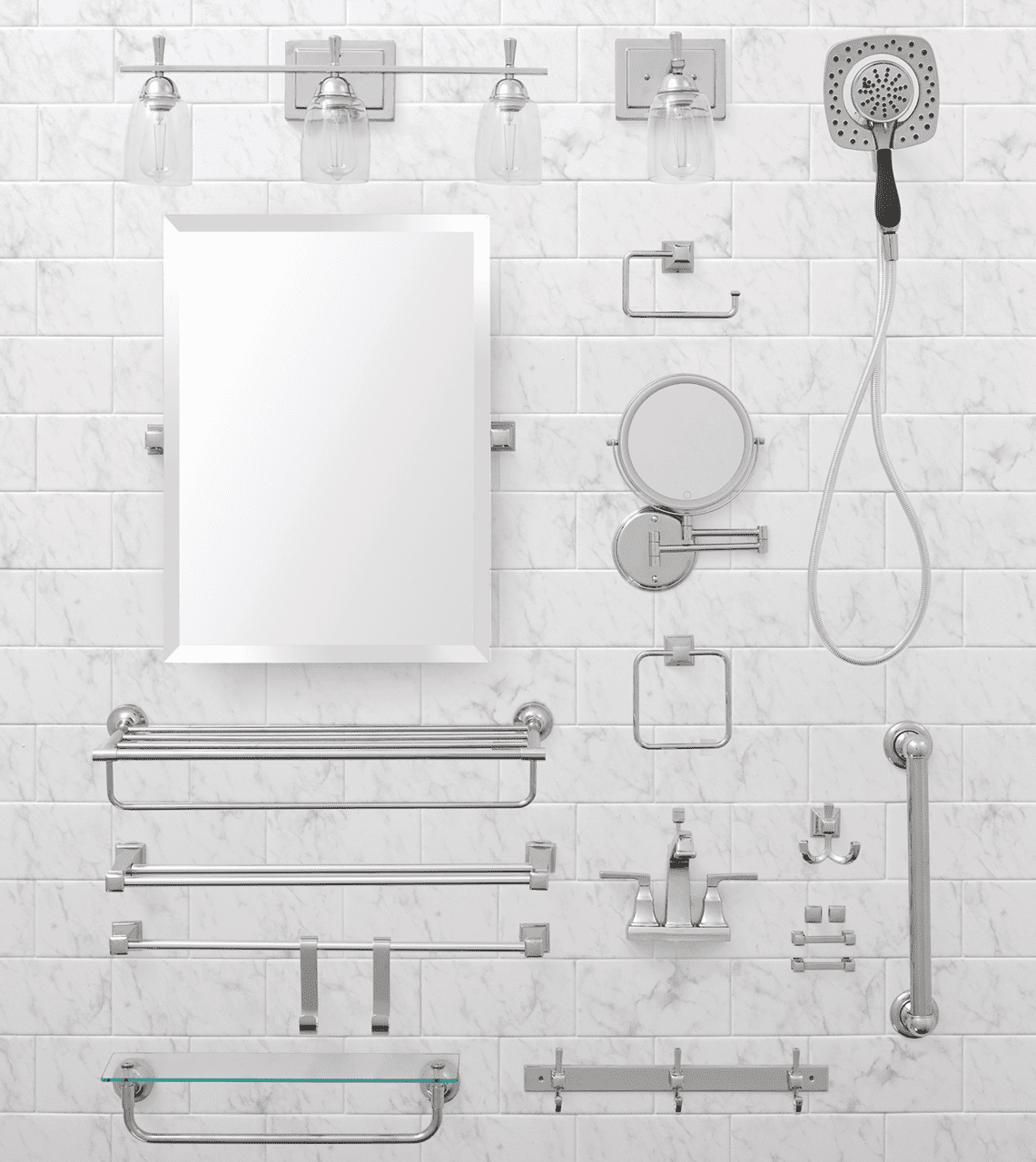  16" ADA Compliant Bathroom Grab Bar, Chrome