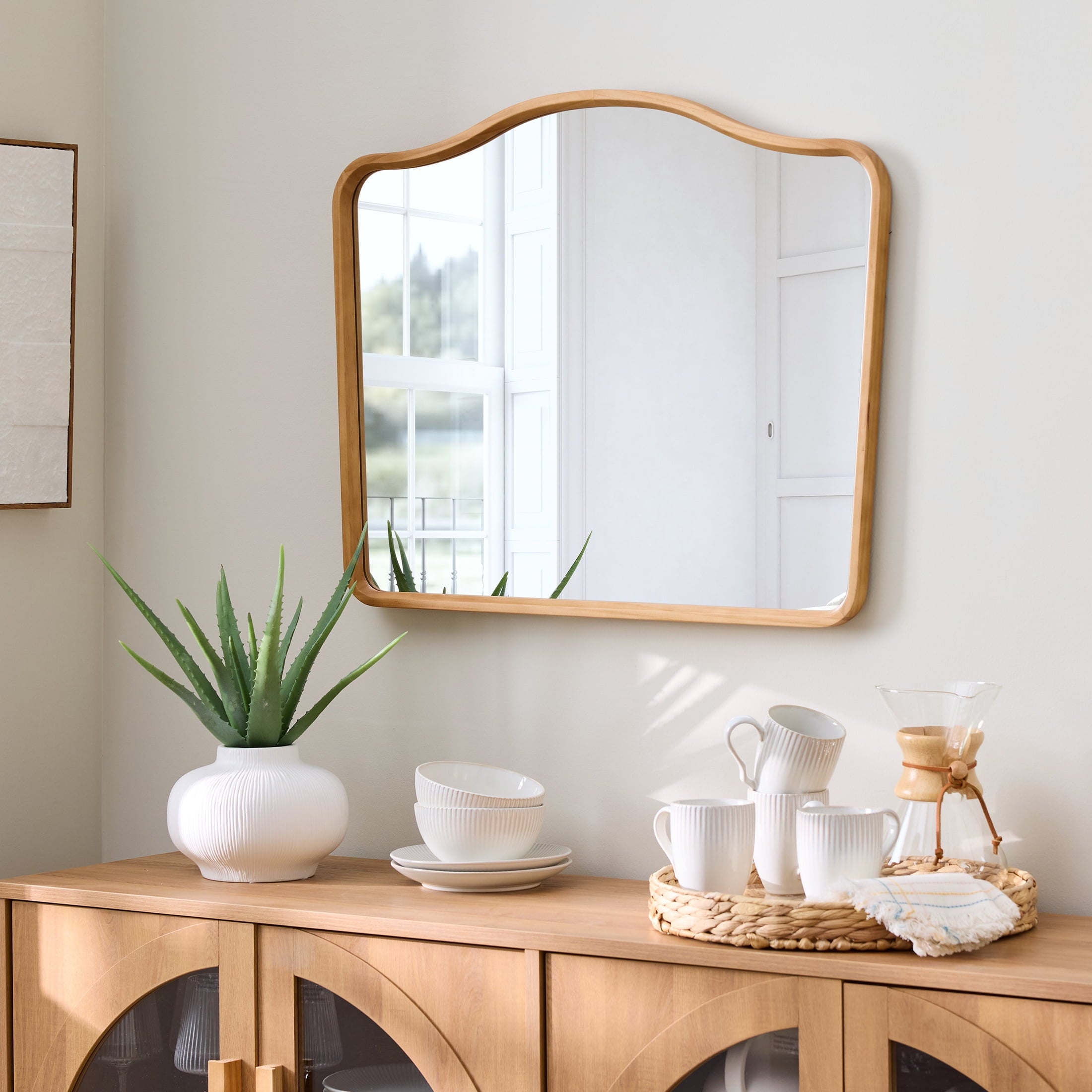  French Heritage 29x24 Natural Large Wall Mirror for Living Room