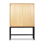  Ezra China Cabinet, Light Honey Finish and Black Stand