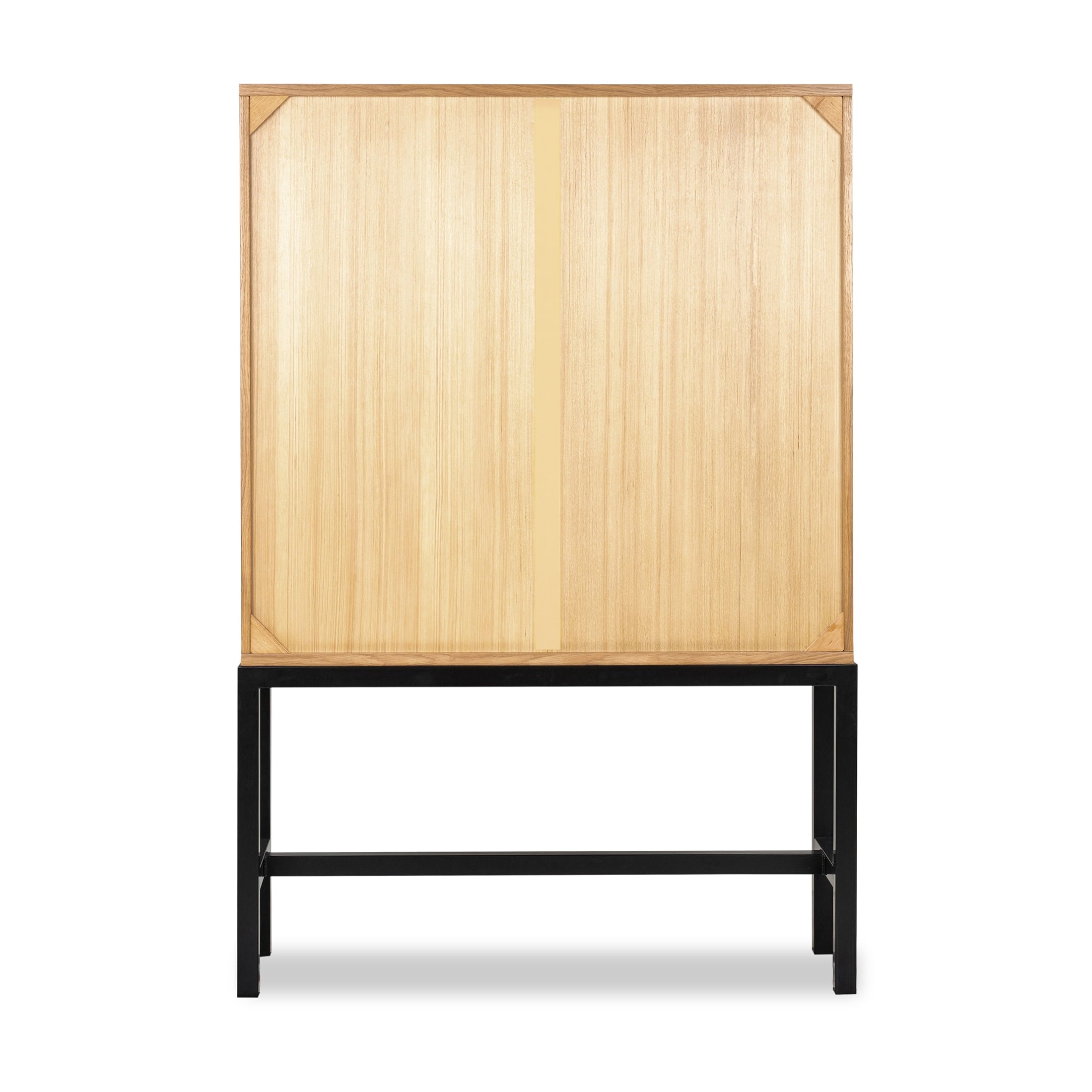  Ezra China Cabinet, Light Honey Finish and Black Stand