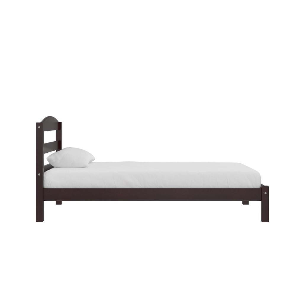  Leighton Kids Twin Size Bed, Wood Platform Bed Frame, Espresso