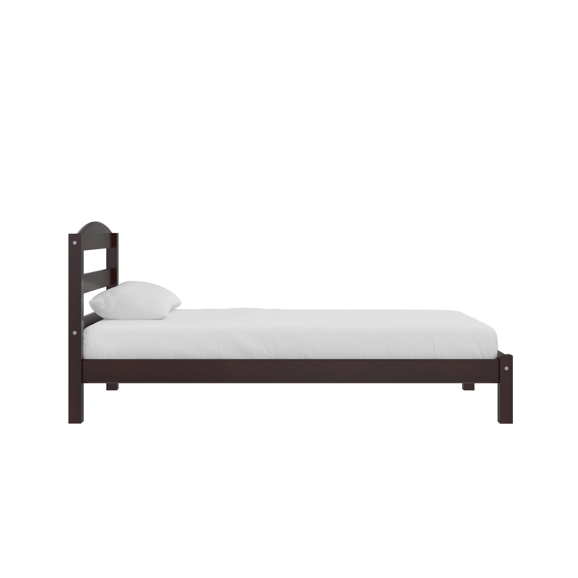  Leighton Kids Twin Size Bed, Wood Platform Bed Frame, Espresso