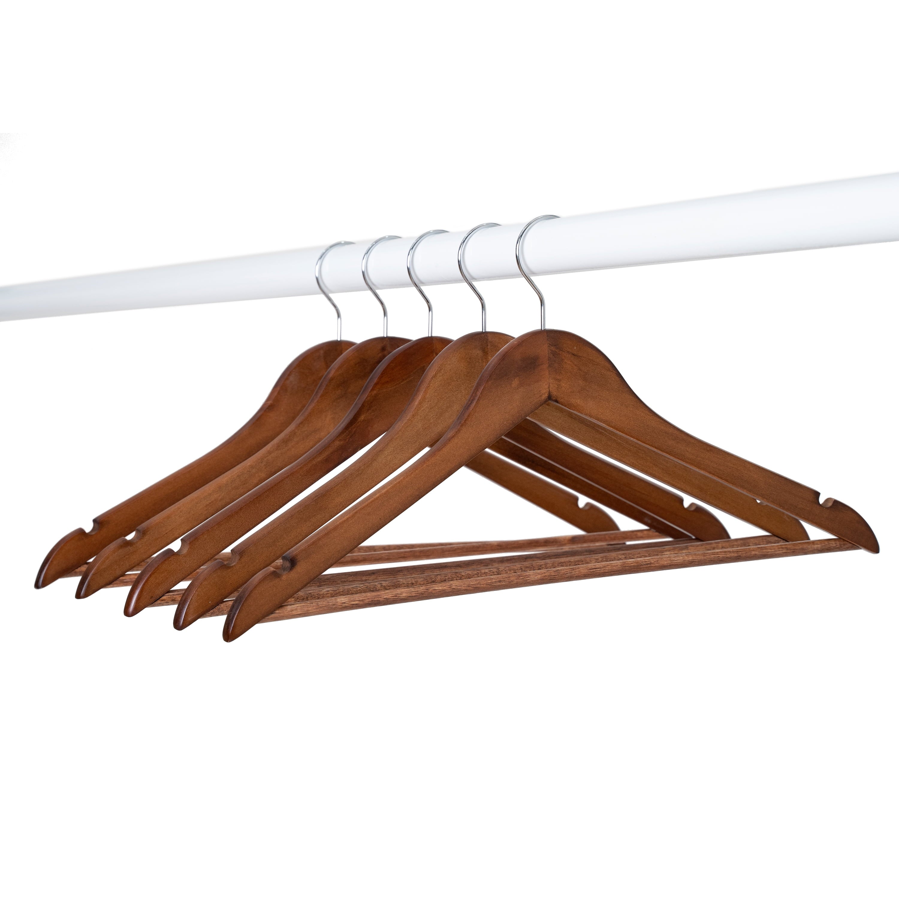 (5 pack)  Wood Suit Hangers for Adult, 5 Pack, Walnut Finish