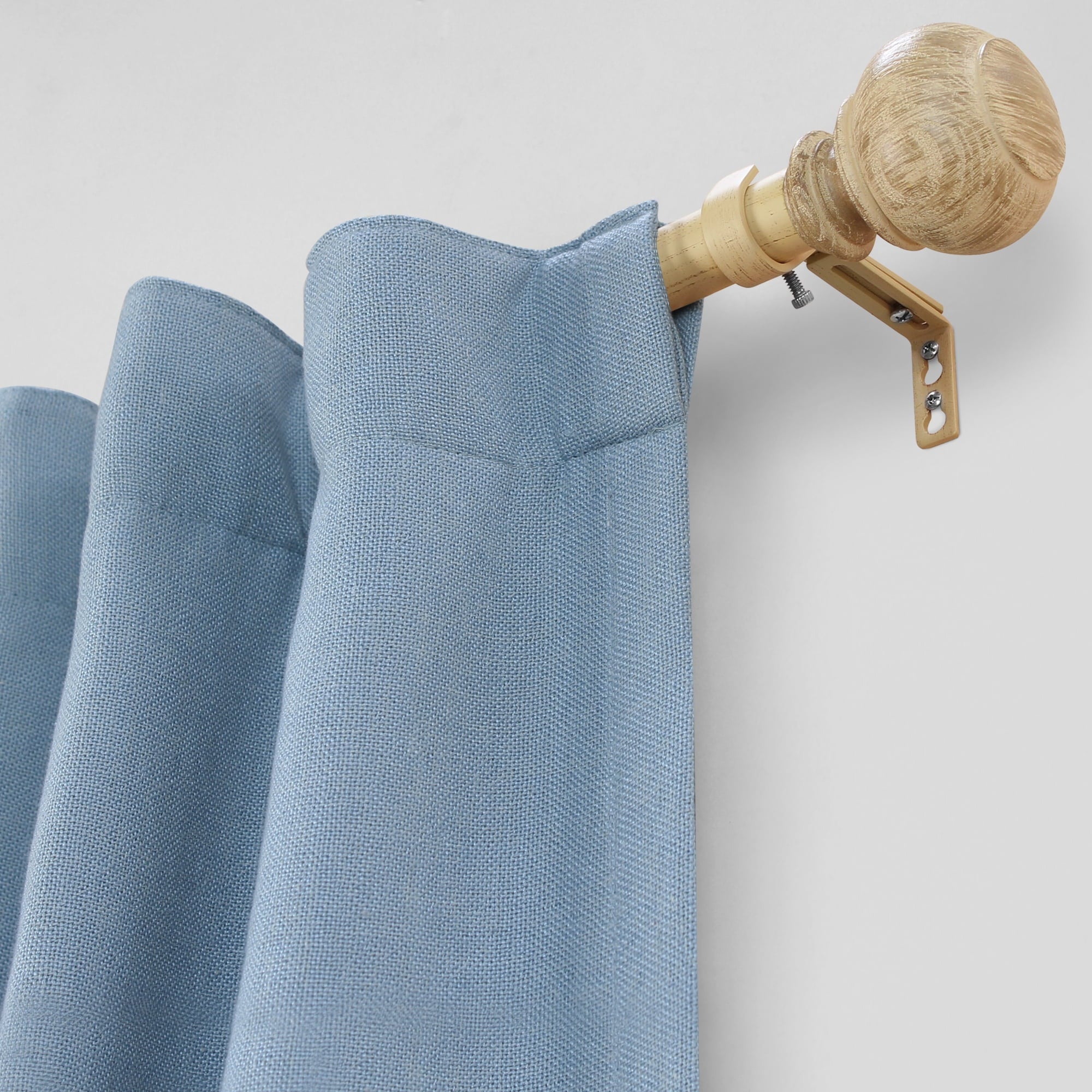  1 in. Natural Wood Poly Single Curtain Rod, 42-120"