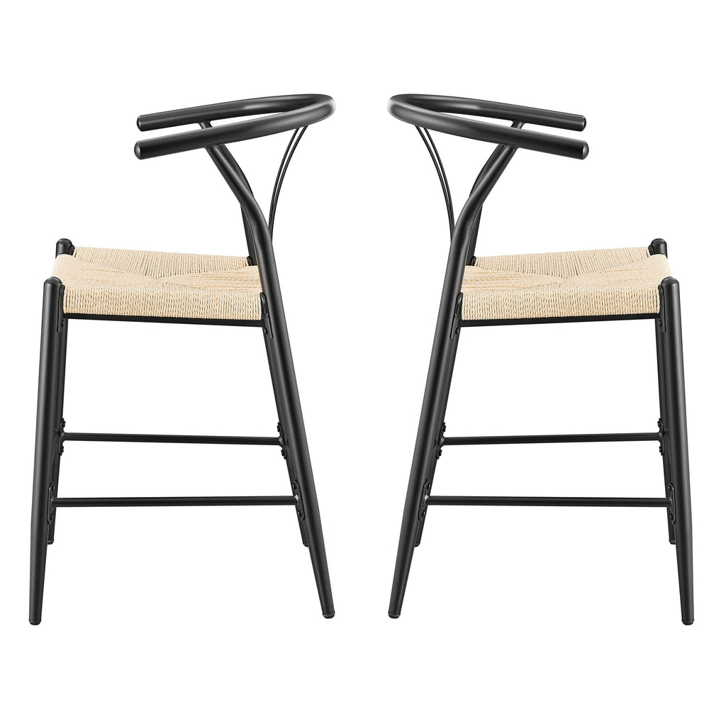  Springwood Wishbone Metal Counter Bar Stool, 2 Pack, Black Color for Indoor