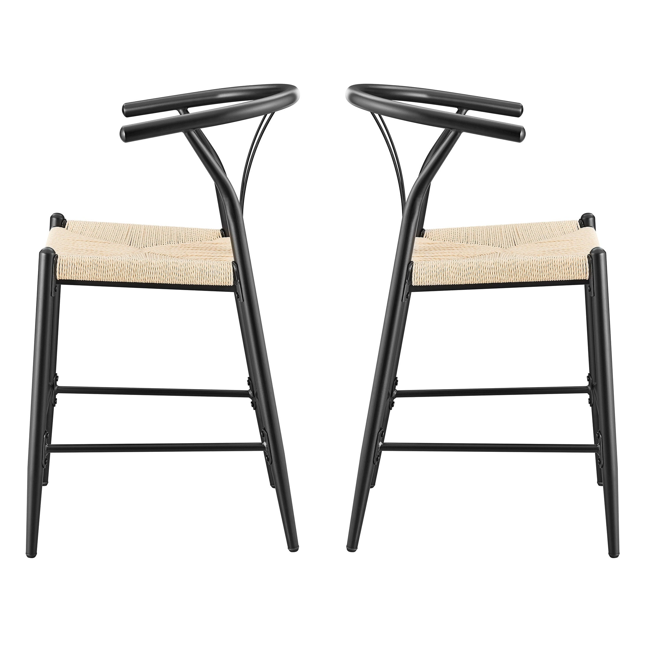 Springwood Wishbone Metal Counter Bar Stool, 2 Pack, Black Color for Indoor
