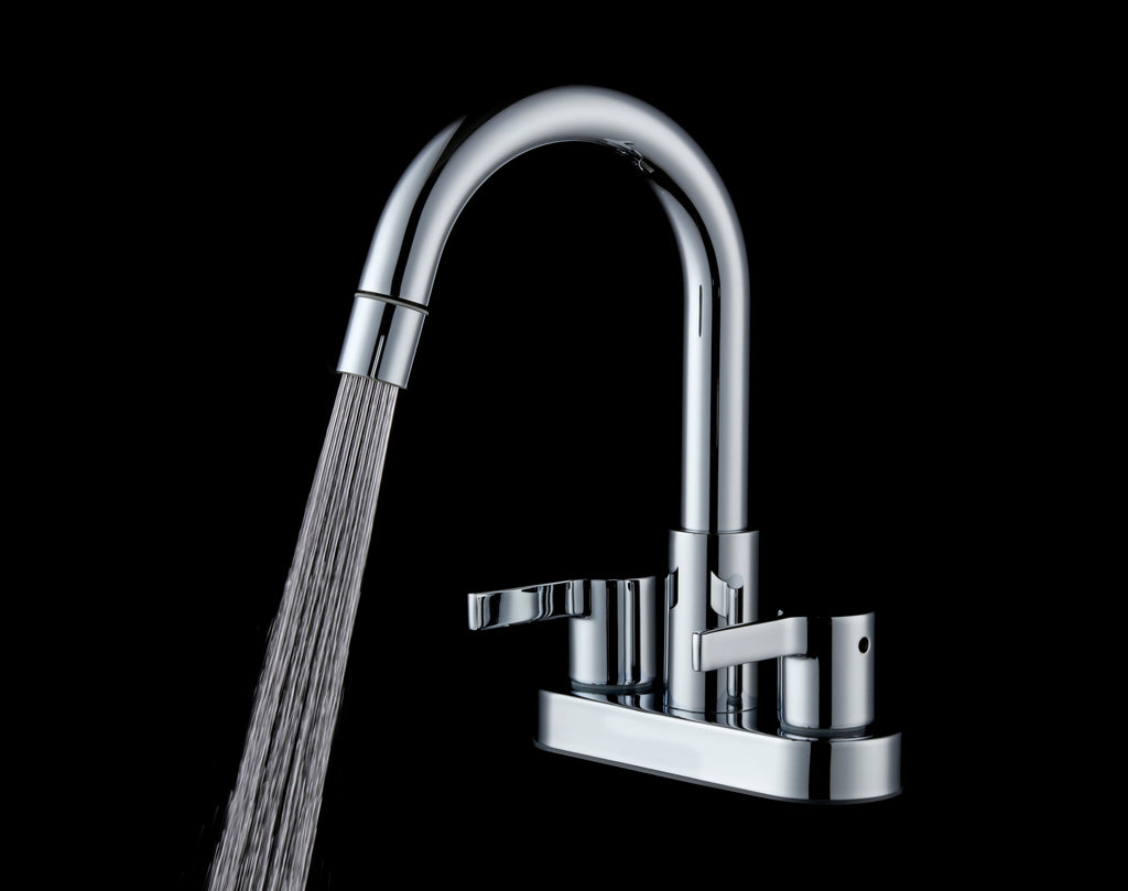  Clean Modern Chrome 4" Centerset Bathroom Faucet with Pull-Down Sprayer