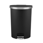  Large Kitchen Trash Can, 14.5 Gallon Plastic Semi Round Step Garbage Bin with Soft Close Lid, Black