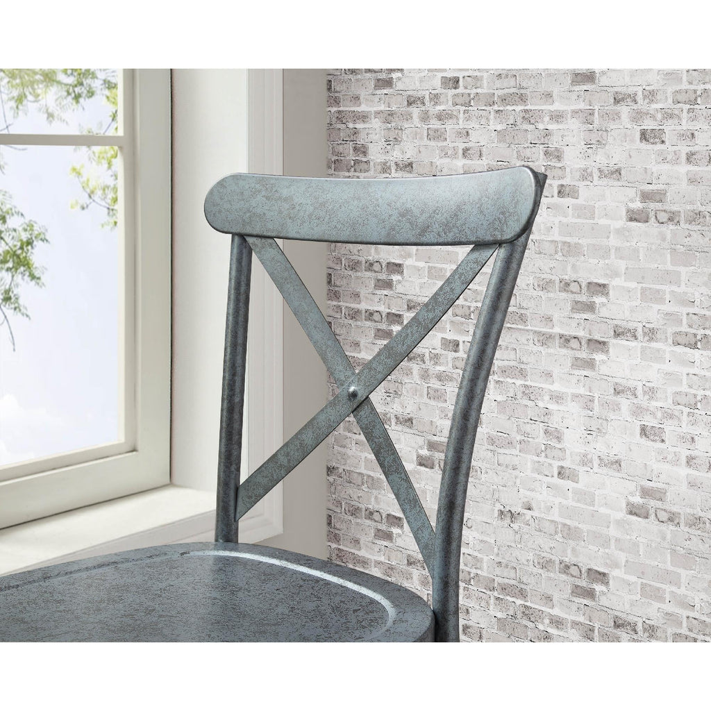  Collin Distressed Dining Chair, Set of 2, Silver Finish