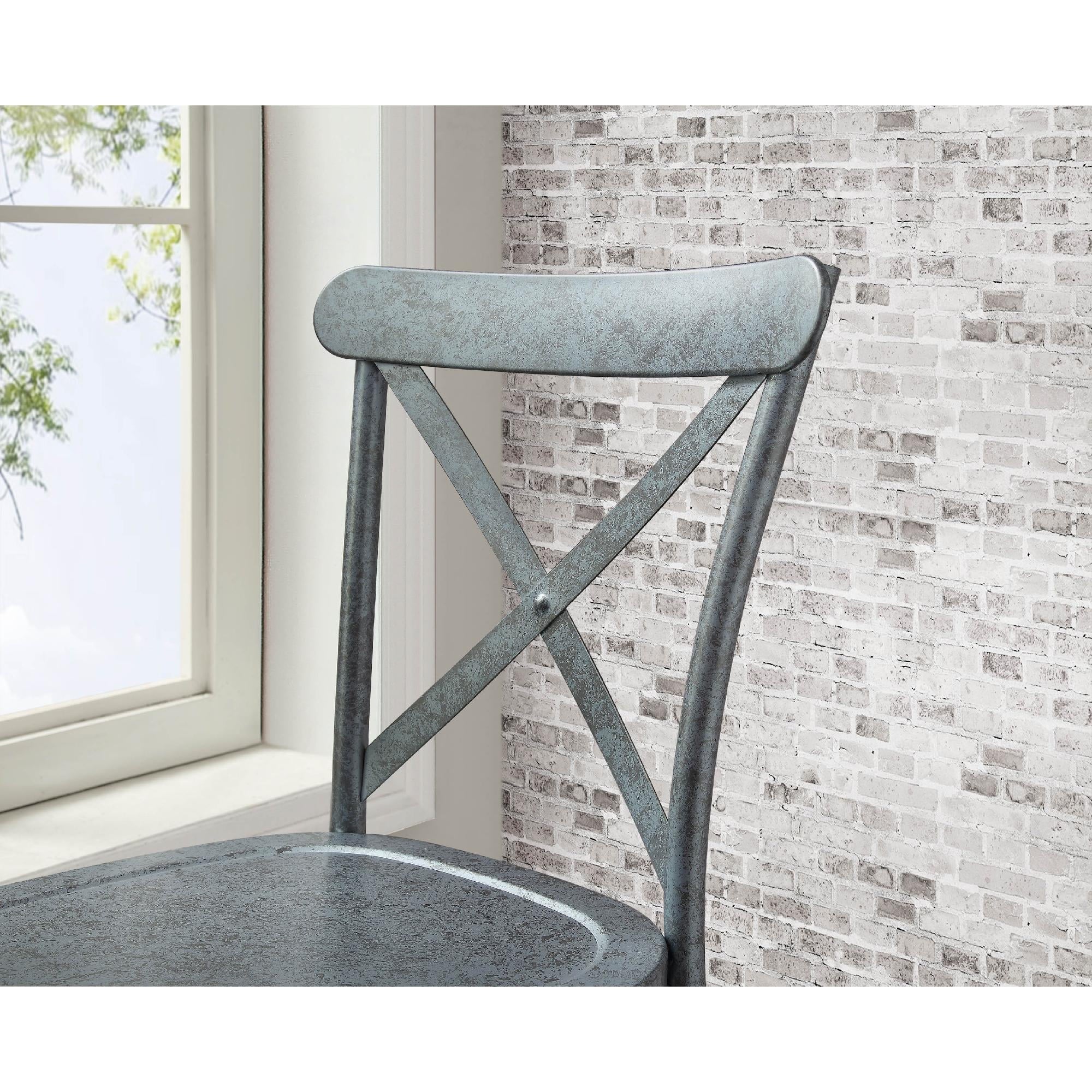  Collin Distressed Dining Chair, Set of 2, Silver Finish