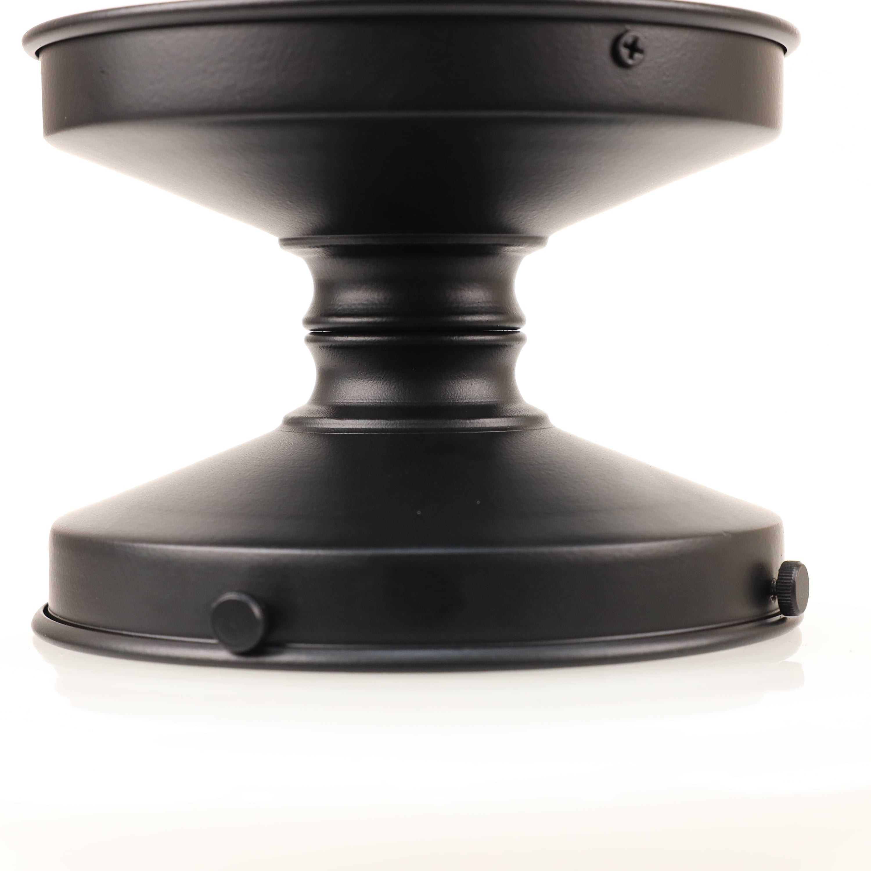 12in Black Metal and Milk Glass Semi Flush Light, Bulb Not Included