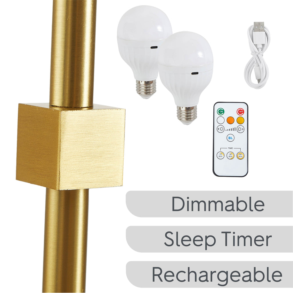  Contemporary Indoor 2-Pack Convertible LED Sconce Table Lamp, Gold