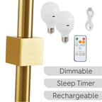  Contemporary Indoor 2-Pack Convertible LED Sconce Table Lamp, Gold