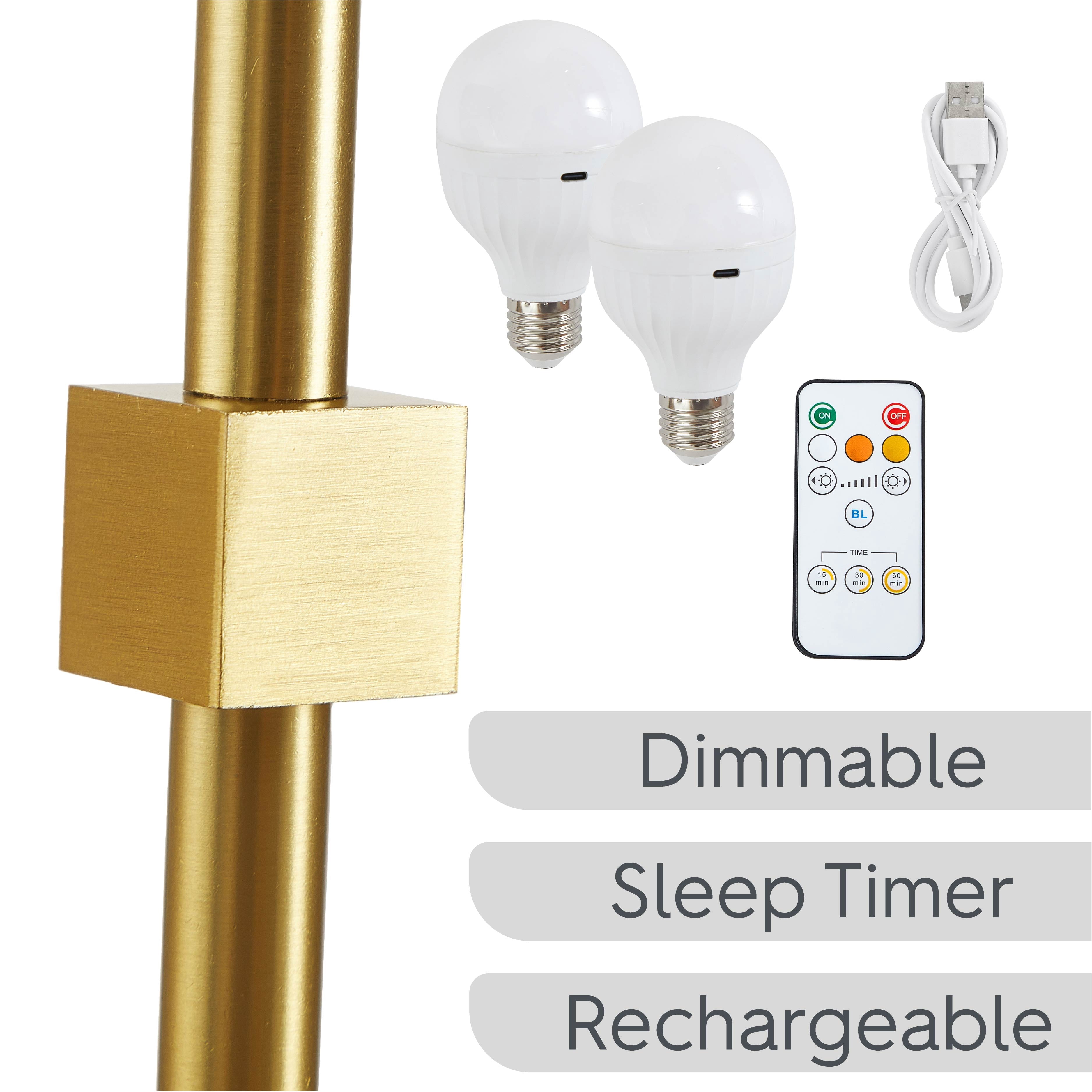  Contemporary Indoor 2-Pack Convertible LED Sconce Table Lamp, Gold