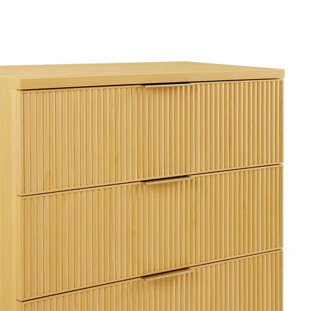  Lillian Fluted 4 Drawer Dresser, Natural Pine