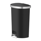  Large Kitchen Trash Can, 14.5 Gallon Plastic Semi Round Step Garbage Bin with Soft Close Lid, Black