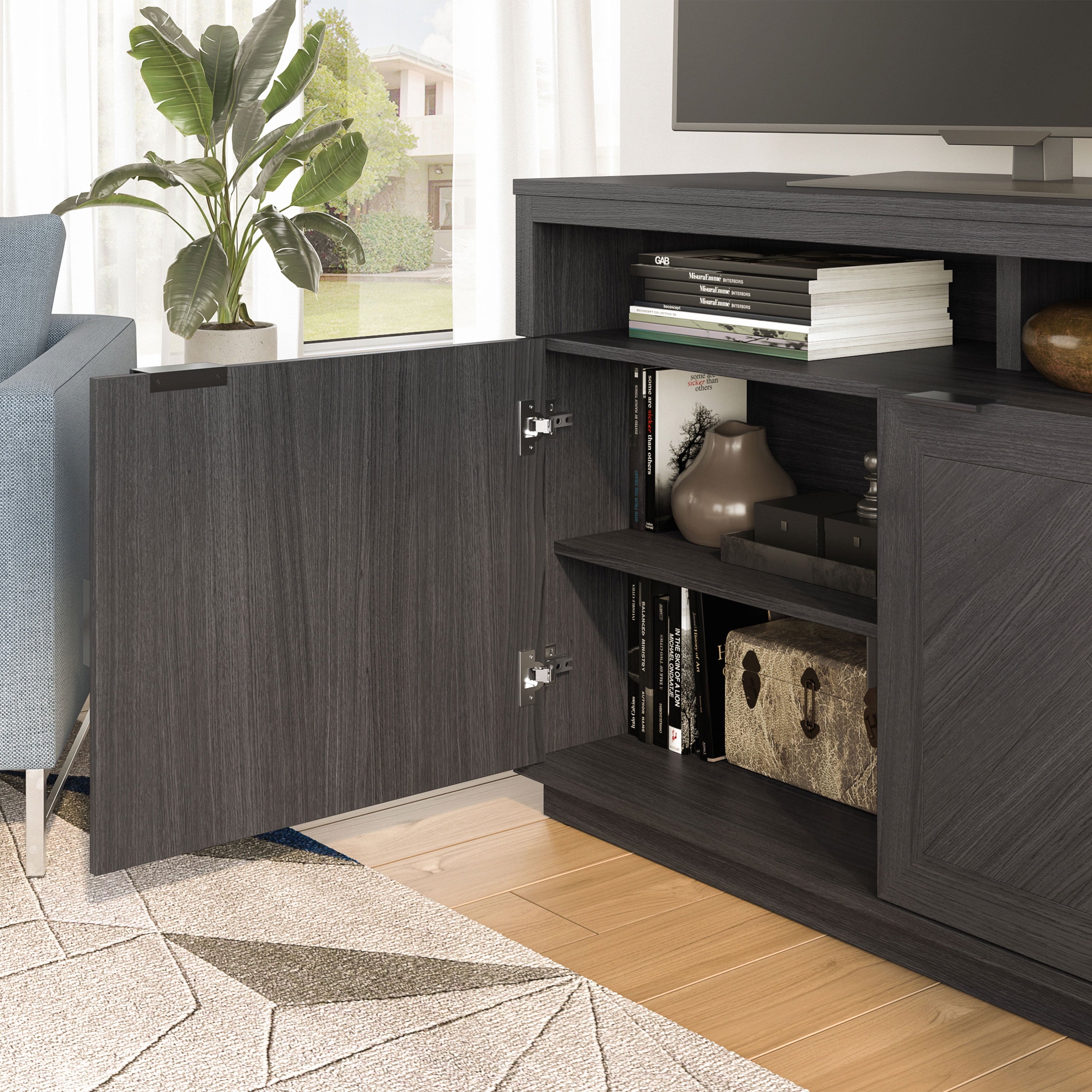  Herringbone TV Stand for TVs up to 55�, Gray