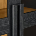  Ezra Glass Door Storage Accent Cabinet, Rich Black finish