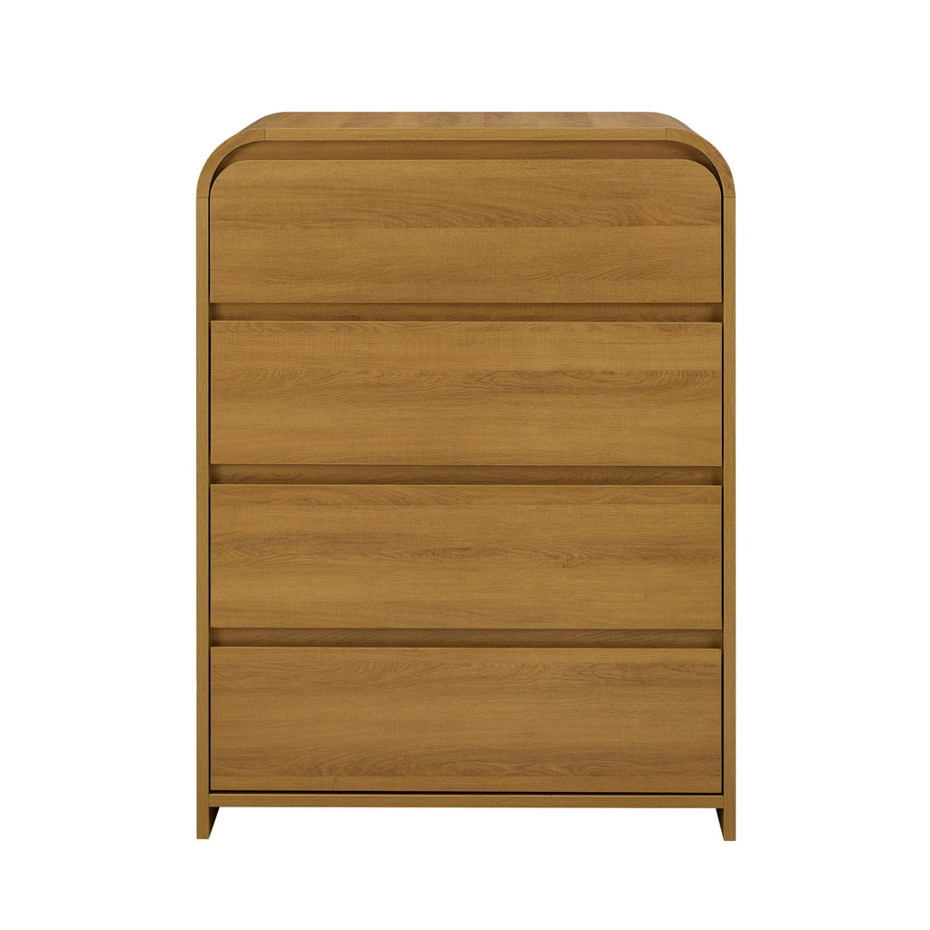  Juliet 4 Drawer Dresser and 2 Nightstands Bedroom Set, Light Honey