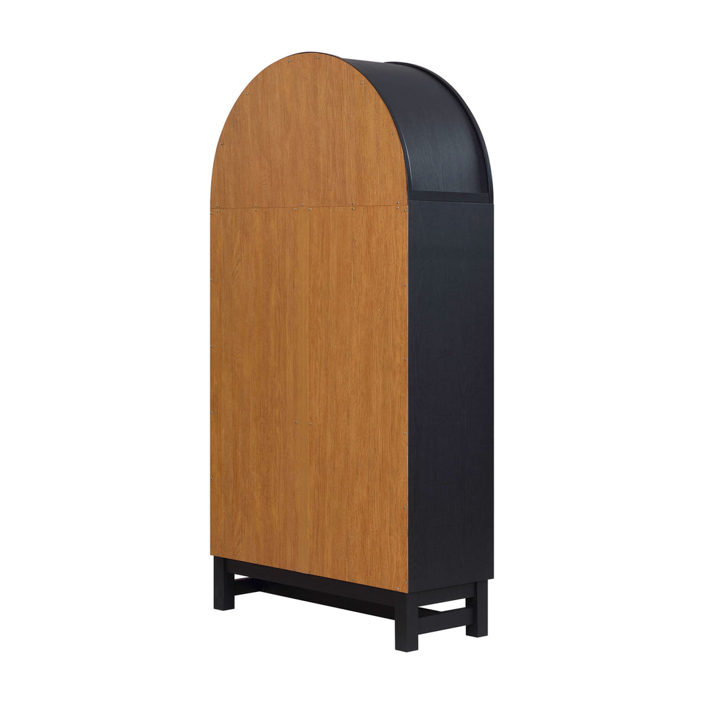  Juliet Open Arch Bookcase, Rich Black and Light Honey