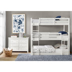  Tristan Kids' Convertible Triple Bunk Bed, Twin Over Twin Over Twin, White