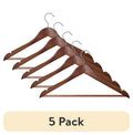 (5 pack)  Wood Suit Hangers for Adult, 5 Pack, Walnut Finish