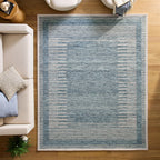  Blue Abstract Wool Blend Indoor Area Rug, 8' x 10'