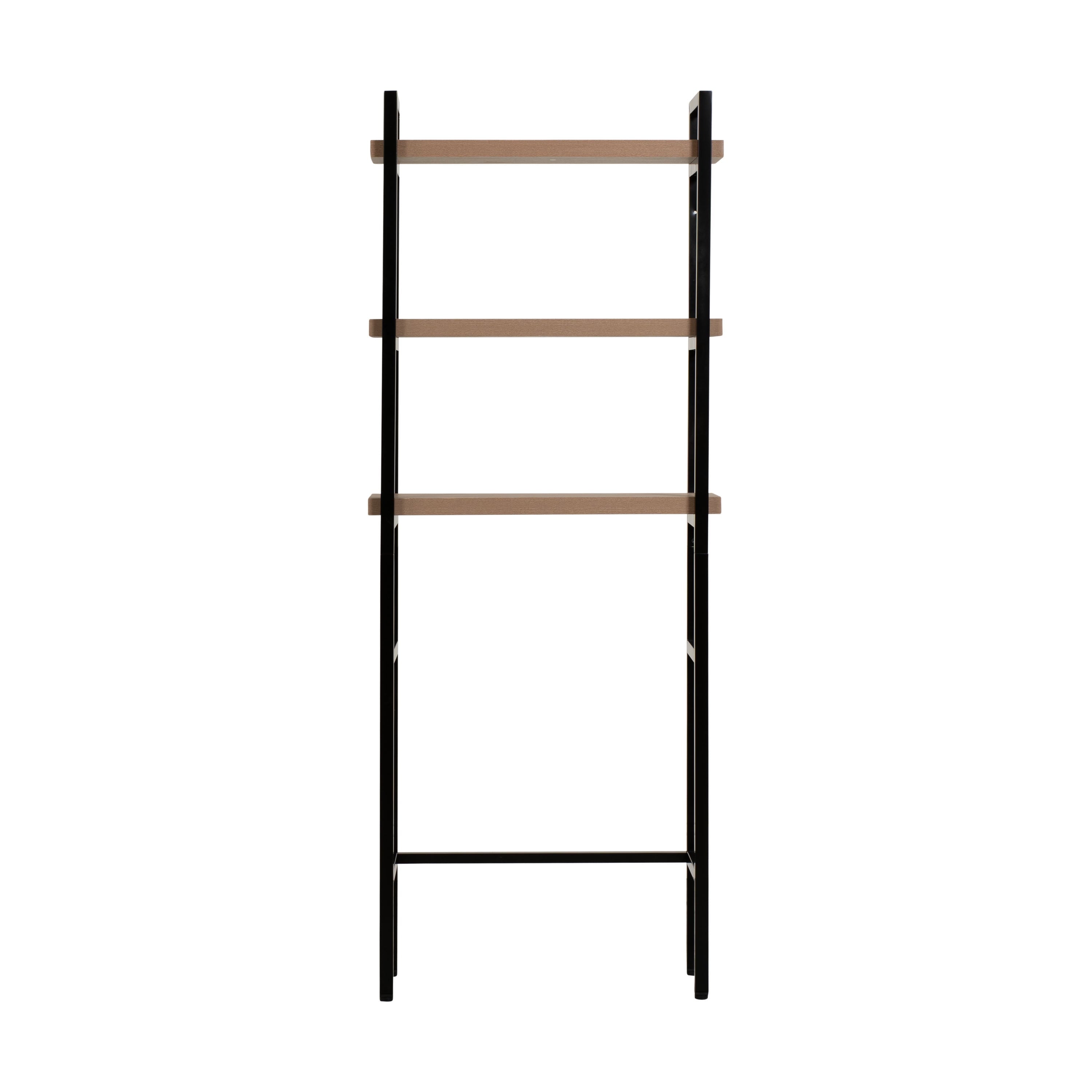  Jace 3-Shelf over-the-Toilet Storage Shelf with Black Frame and Oak Shelves
