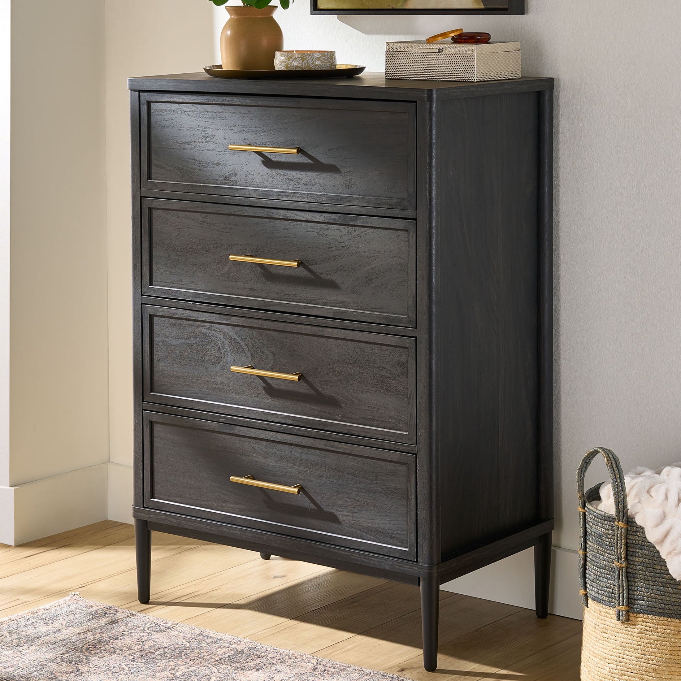  Oaklee 4 Drawer Dresser, Charcoal Finish