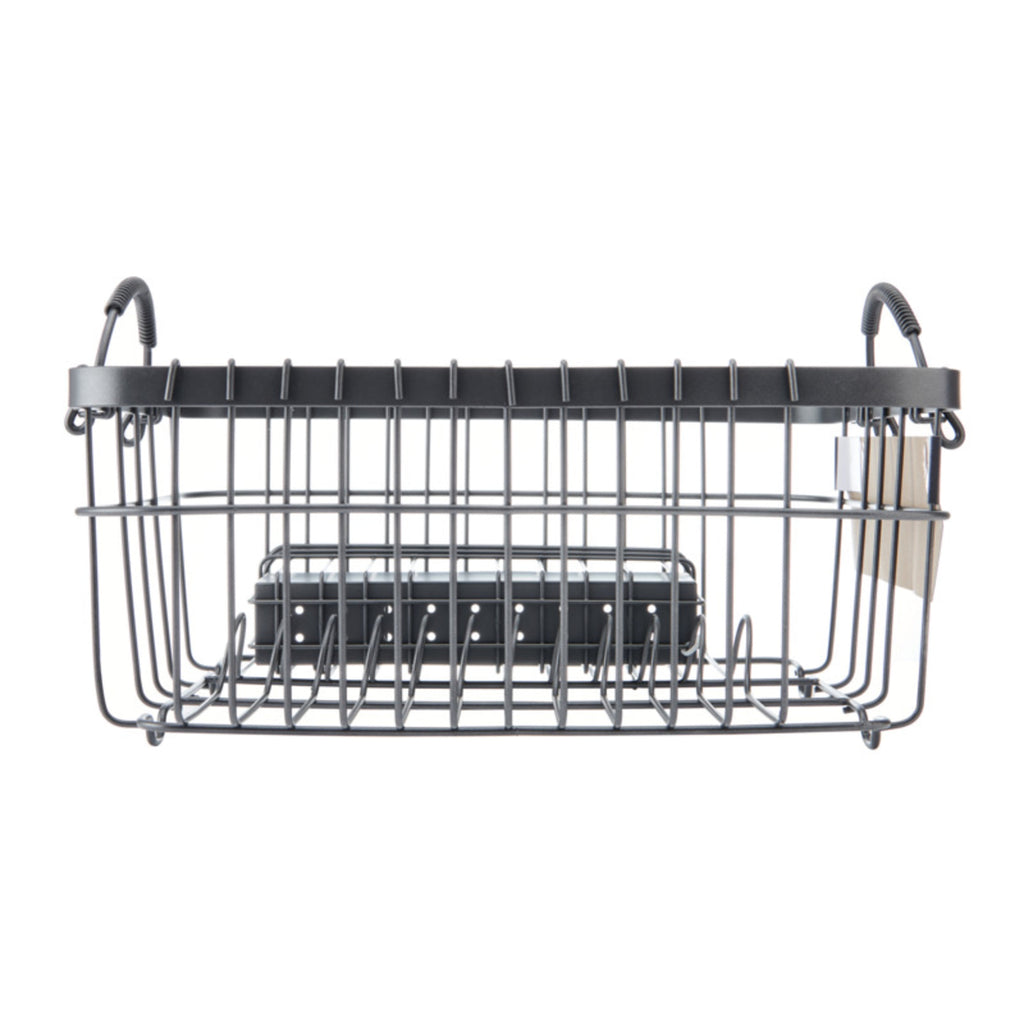  Metal Dish Rack with Caddy, Antique Gray, Best Used for Dish Drying and Sink Organization