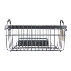  Metal Dish Rack with Caddy, Antique Gray, Best Used for Dish Drying and Sink Organization