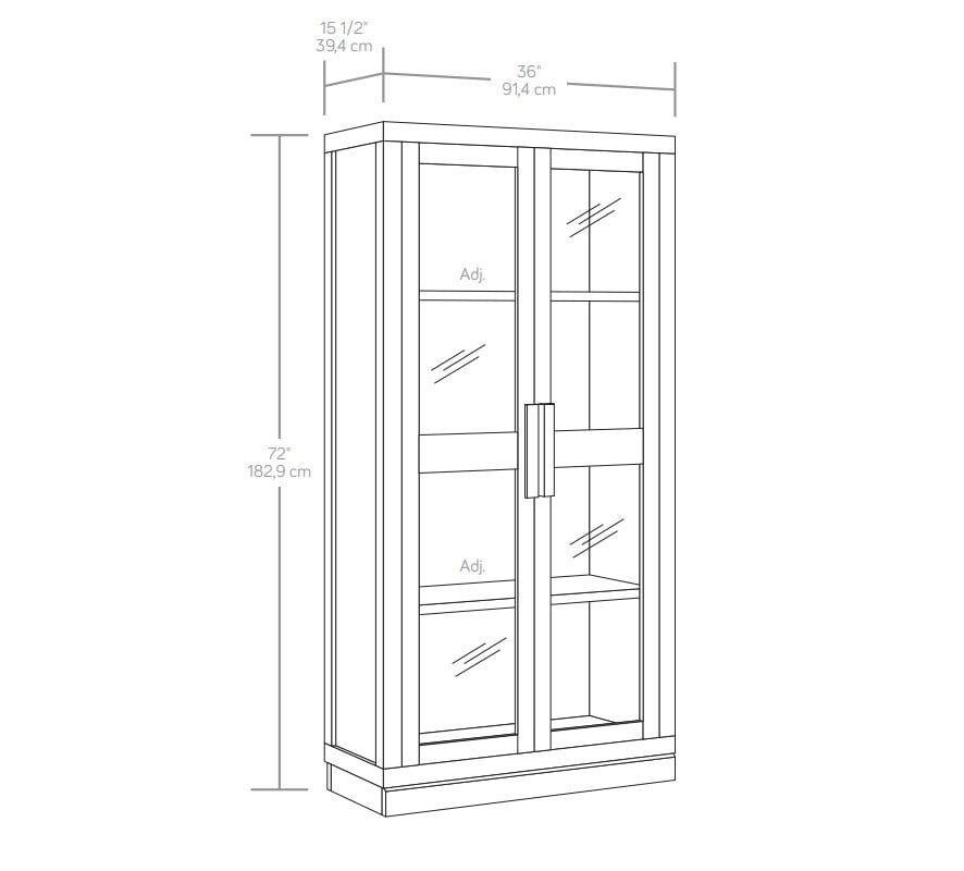  Ezra Glass Door Storage Accent Cabinet, Rich Black finish