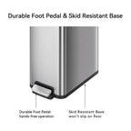  Kitchen Trash Can, 13.2 Gallon Stainless Steel Slim Step Garbage Bin with Soft Close Lid, Silver