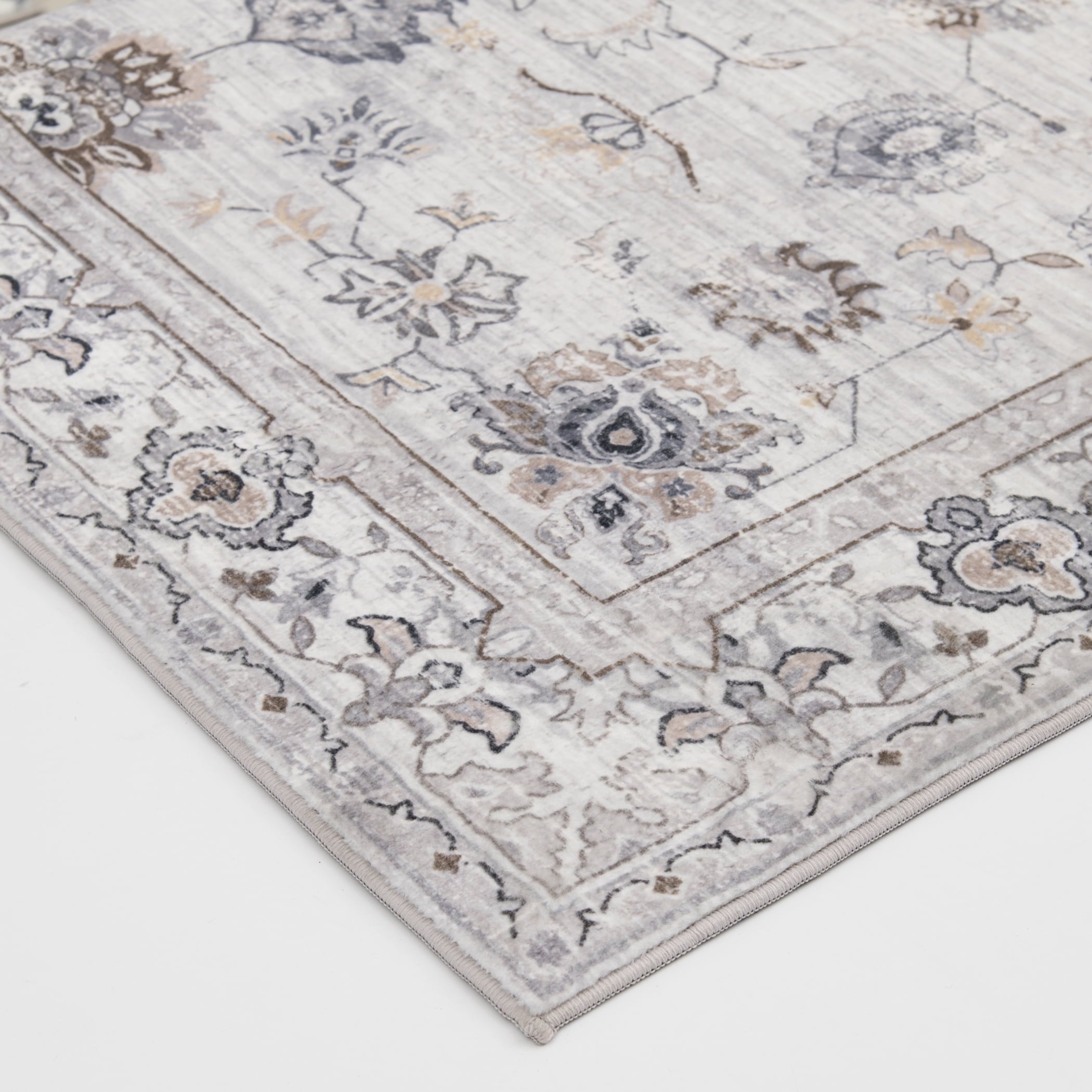 Persian Blooms Ivory Faux Fur Indoor Area Rug, 7'x9'10"
