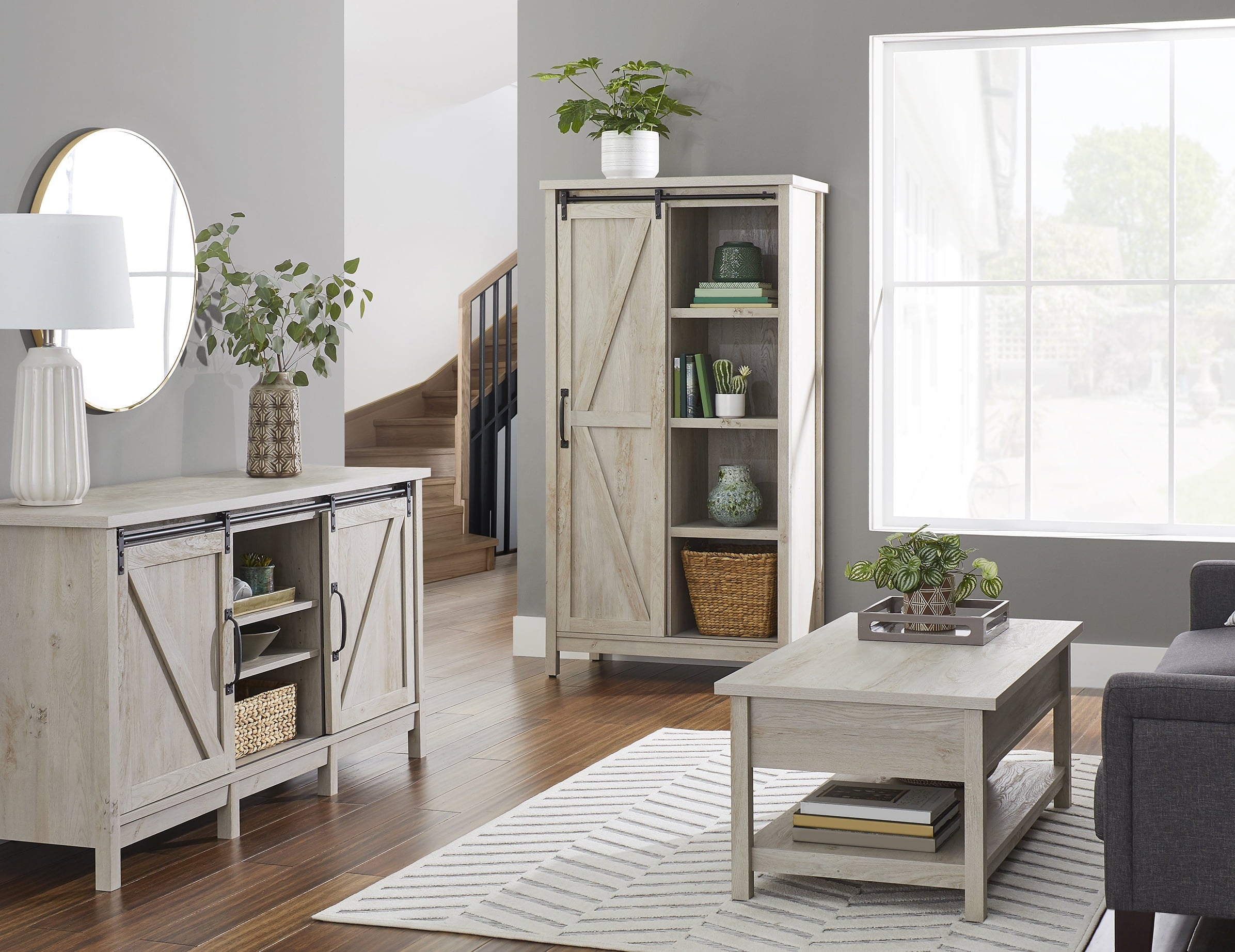 Modern Farmhouse TV Stand for TVs up to 70", Rustic White Finish