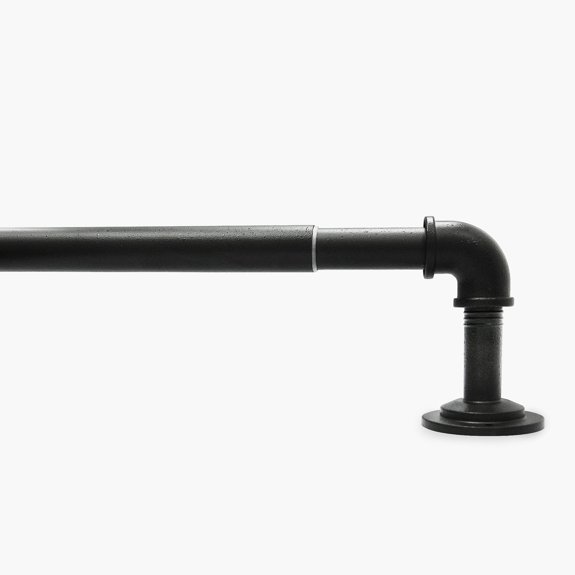  1" Industrial Pipe Single Curtain Rod 42-120" Wrought Iron