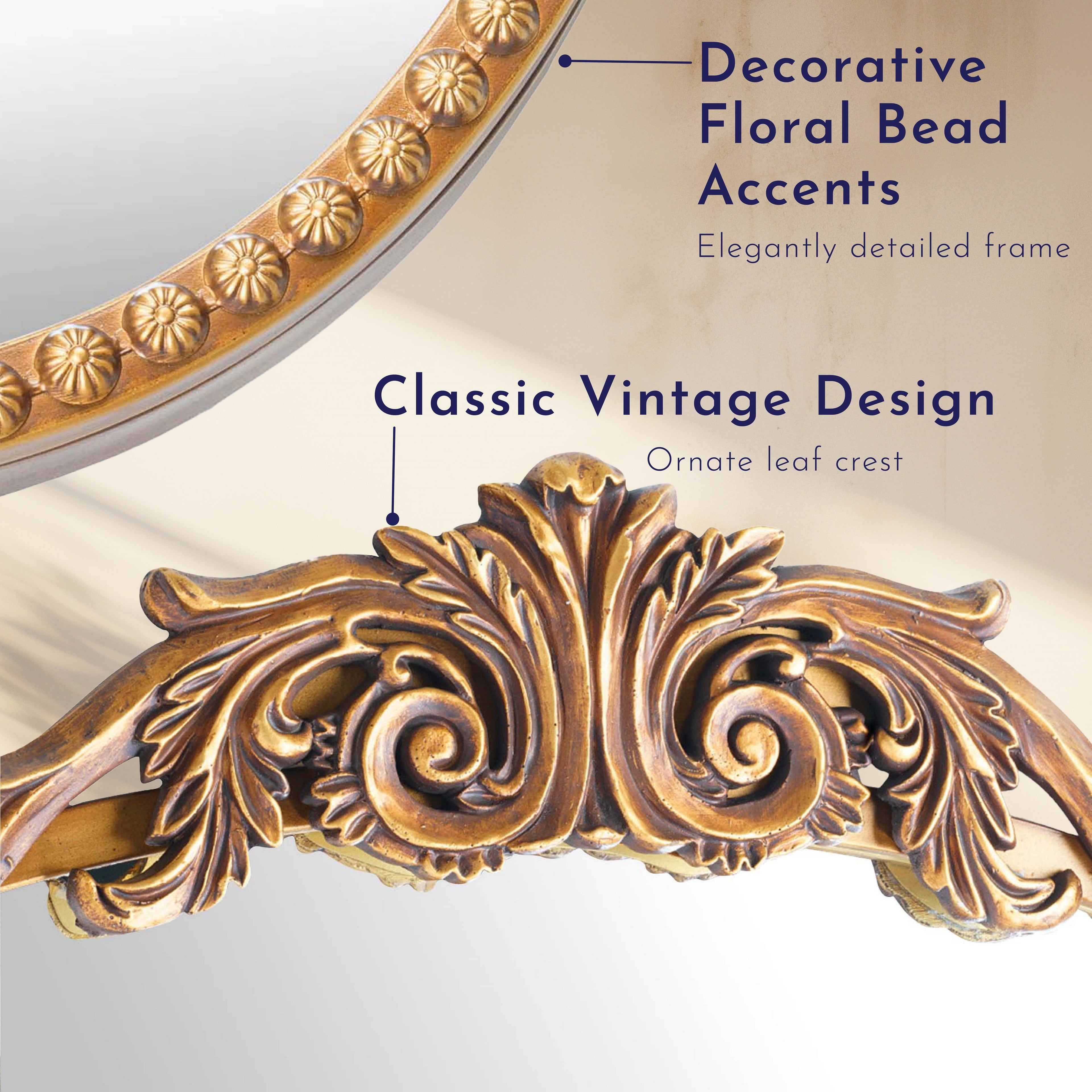 Filigree 20x30 Gold Arched Large Wall Mirror for Bathroom or Living Room