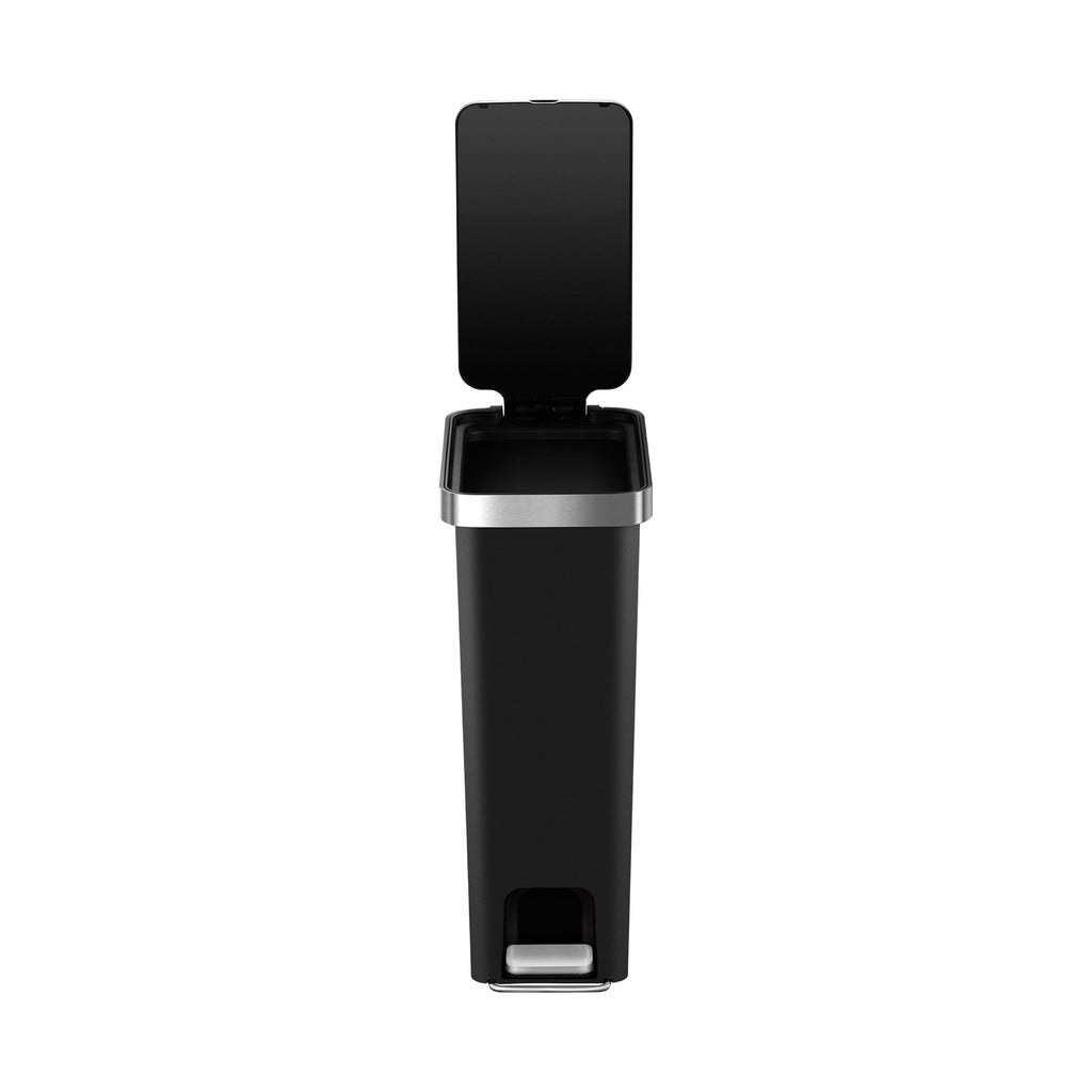  Slim Kitchen Trash Can, 10.5 Gallon Plastic Step Garbage Bin with Soft Close Lid, Black
