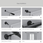  1� Walnut Wood and Brass Endcap Adjustable Single Curtain Rod, 32-120�
