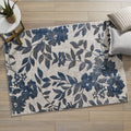  Blue & Gray Botanical Blooms, Indoor Area Rug, 5' x 7'