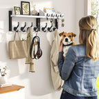 Burfoko 4-in-1 Wall Mounted Coat Rack with Shelf - 29" Entryway Organizer with 11 Hooks, Mail Holder & Key Hanger, Space-Saving for Hallway/Bedroom, White