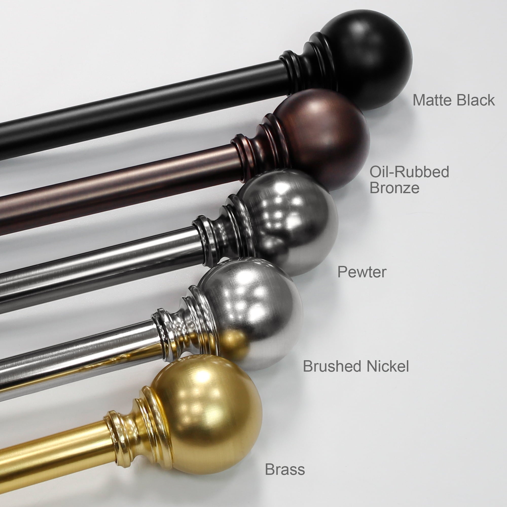  1� Brass Finish Metal Ball Adjustable Curtain Rod 42-120�