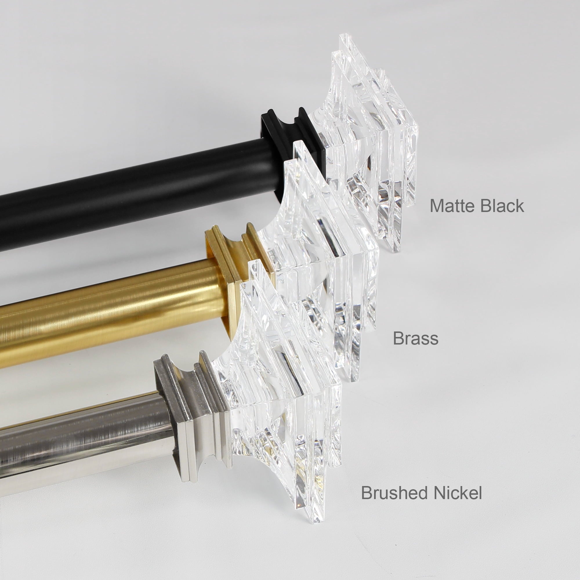  1� Clear Acrylic Square Single Curtain Rod, Brass, 42-120�