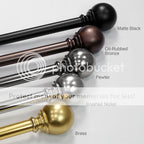 1" Matte Black Metal Ball Single Curtain Rod 32-120"